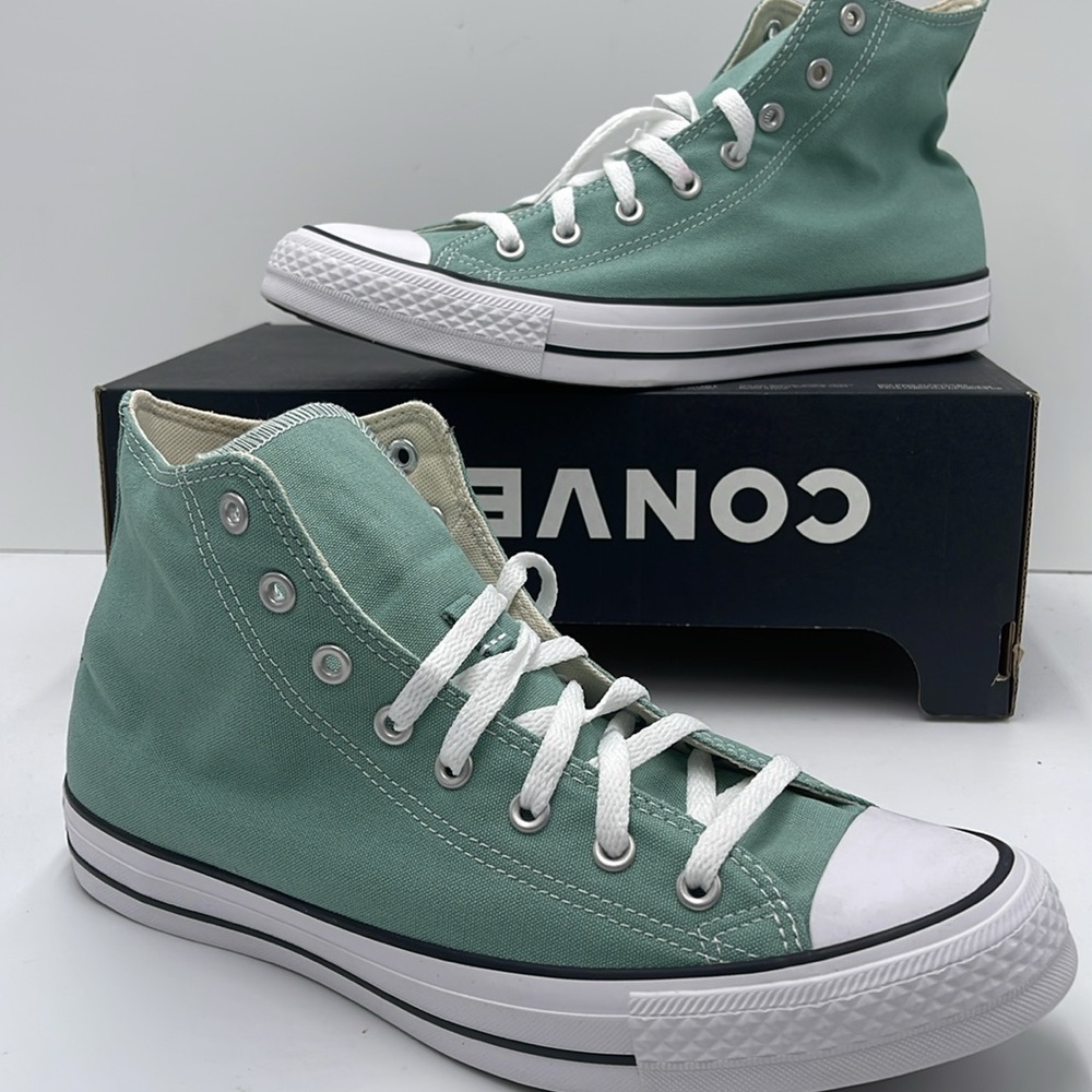 Converse Men’s High Tops in Mint Green Chuck Taylor All Star Canvas Sneakers - Picture 15 of 16